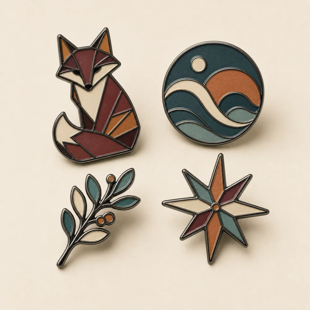 Soft enamel examples with raised metal lines